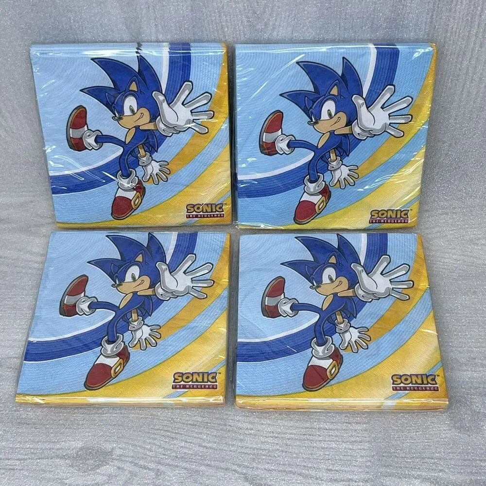 Sonic the Hedgehog Party Napkins Lot of 4 Packages, 80 Napkins Total, Shadow NEW